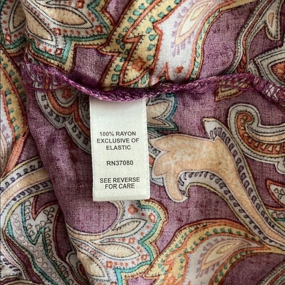 Cato silky soft elastic collar Blouse ruffles bell sleeves in Purple and Pink - Picture 6 of 6